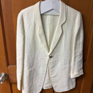 Giorgio Armani Le Collezioni Women's White Linen Blazer Size 4 In Good Shape!